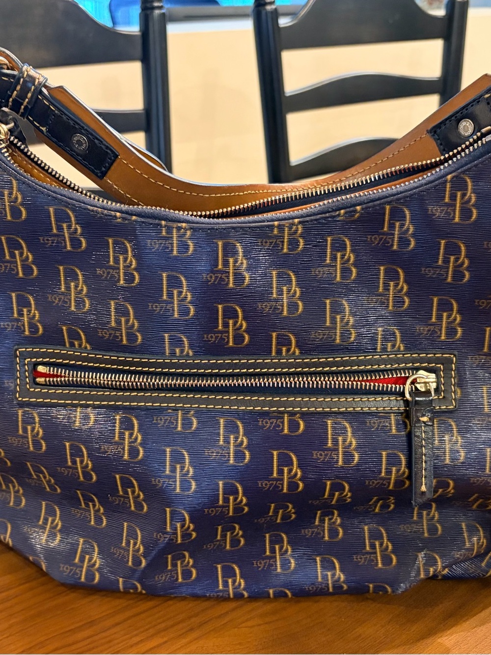 Dooney&Bourke  Navy Blue and Tan Shoulder Bag/ purse